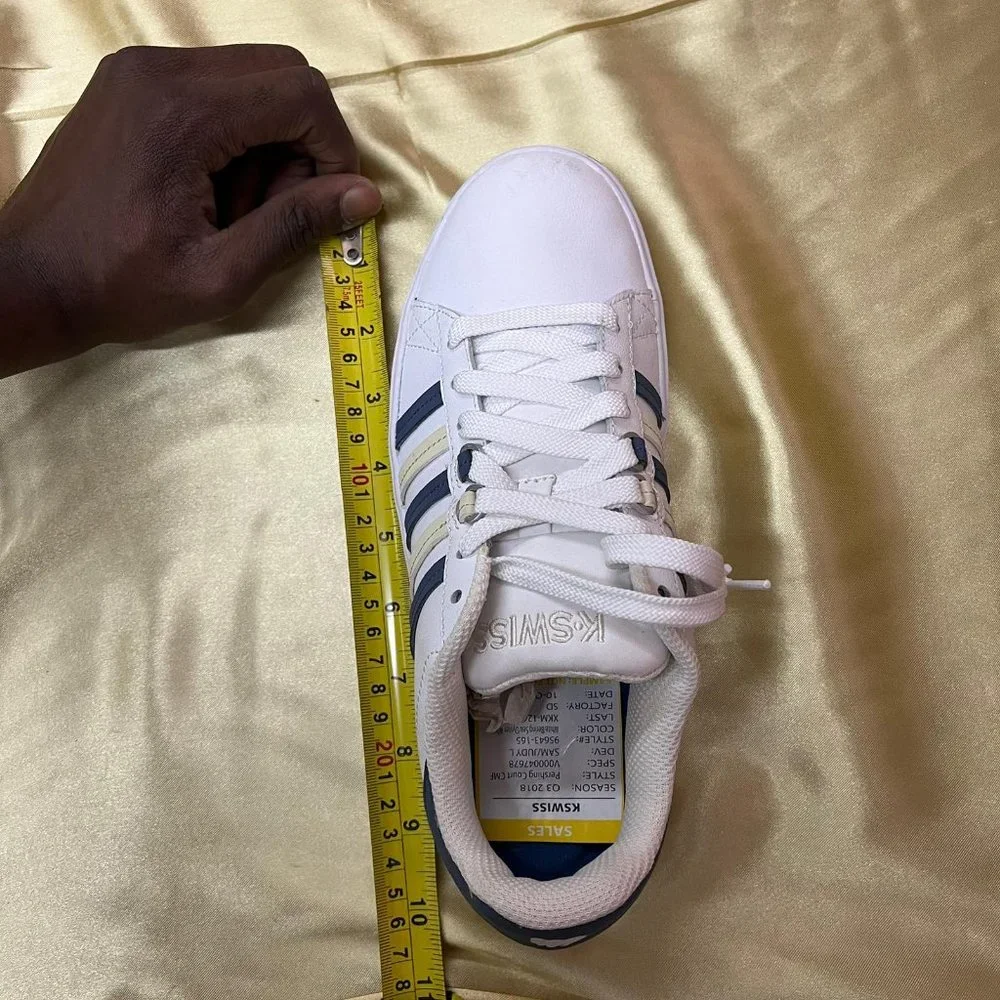 NWB K-Swiss Pershing court cmf Shoes Sz 10 sneakers stripe white sample - Picture 4 of 5